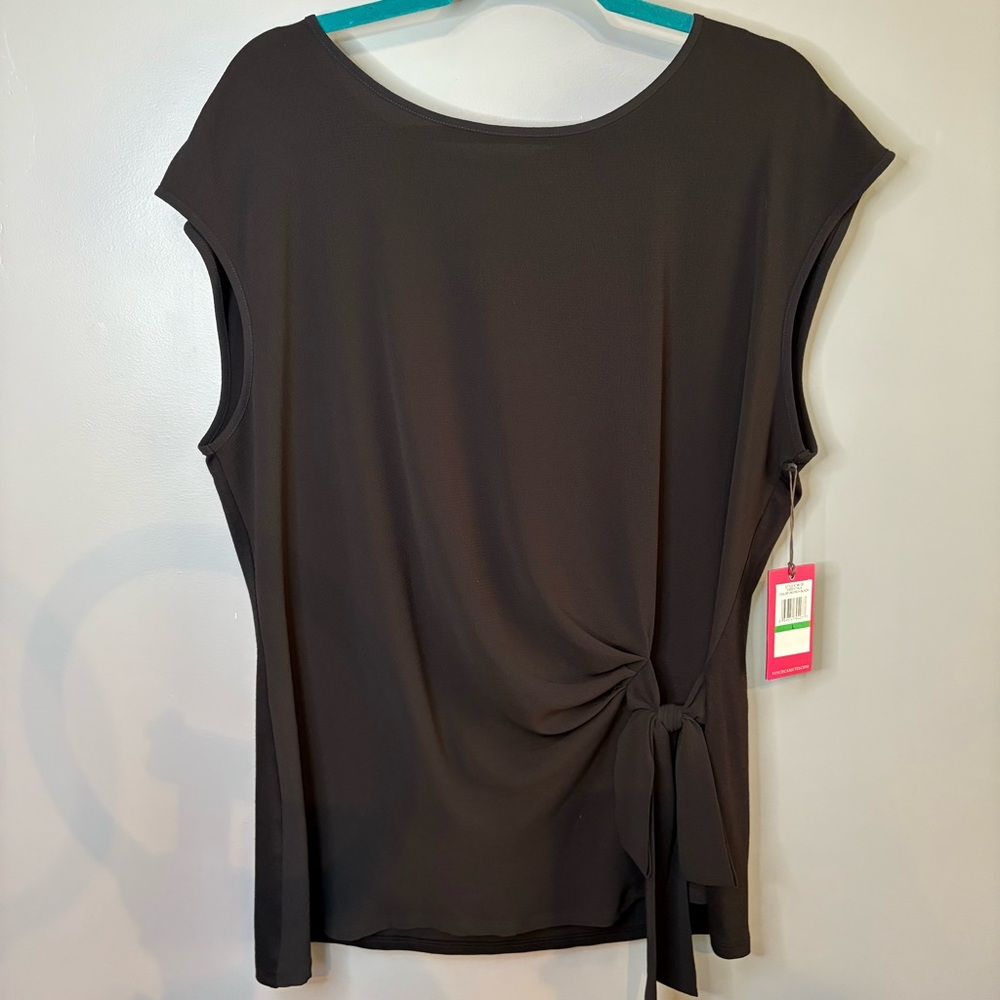 Vince Camuto | NWT Black Sleeveless Blouse Top Shirt With Side Tie‎ Size Large